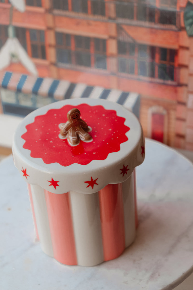 Alexia Gingerbread Pink and Red Stripe Jar