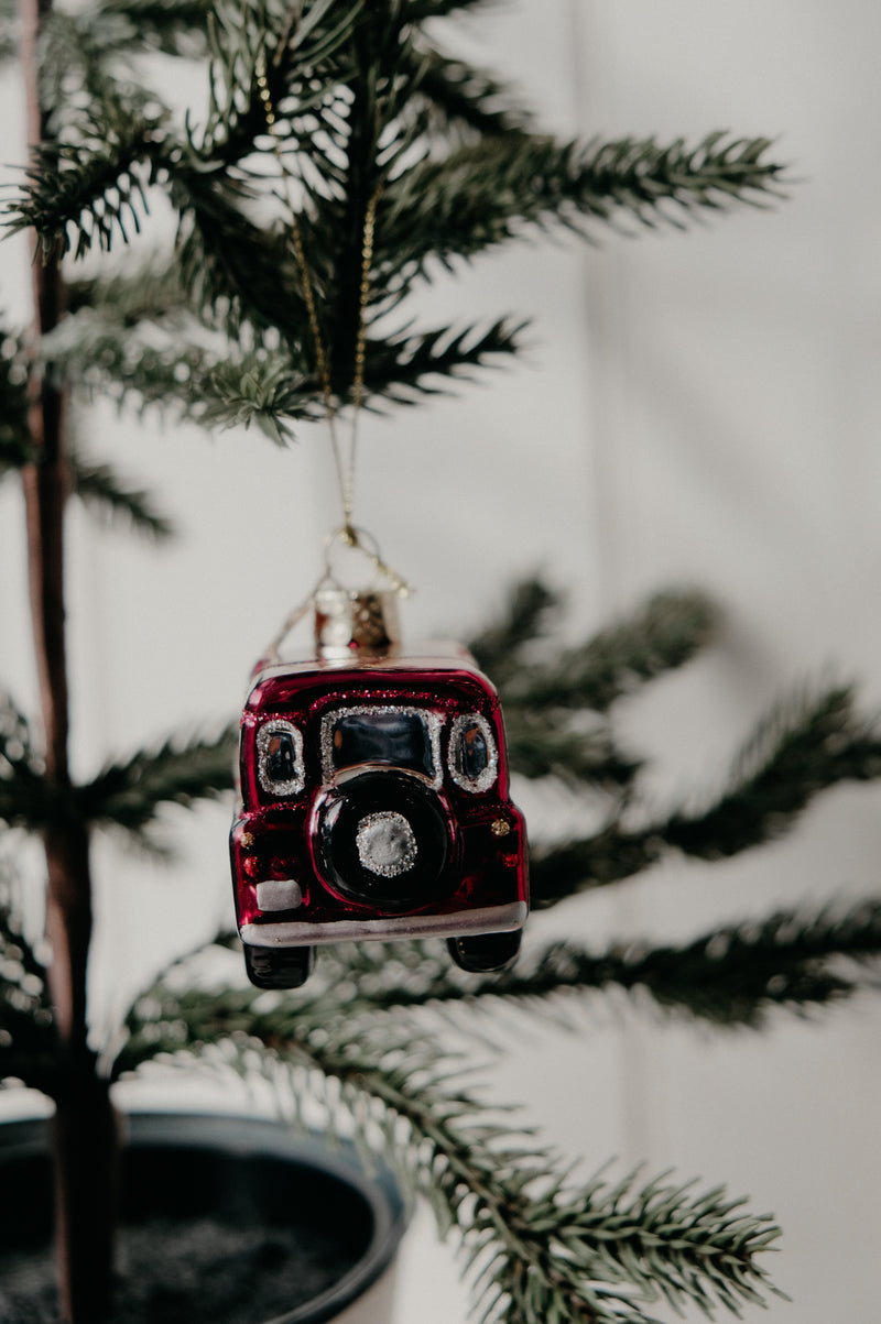 Taylor Land Rover Red Car Glitter Christmas Bauble Ornament