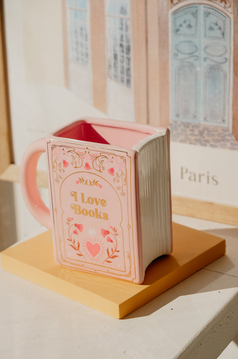 Bernie I Love Books Pink XL Mug