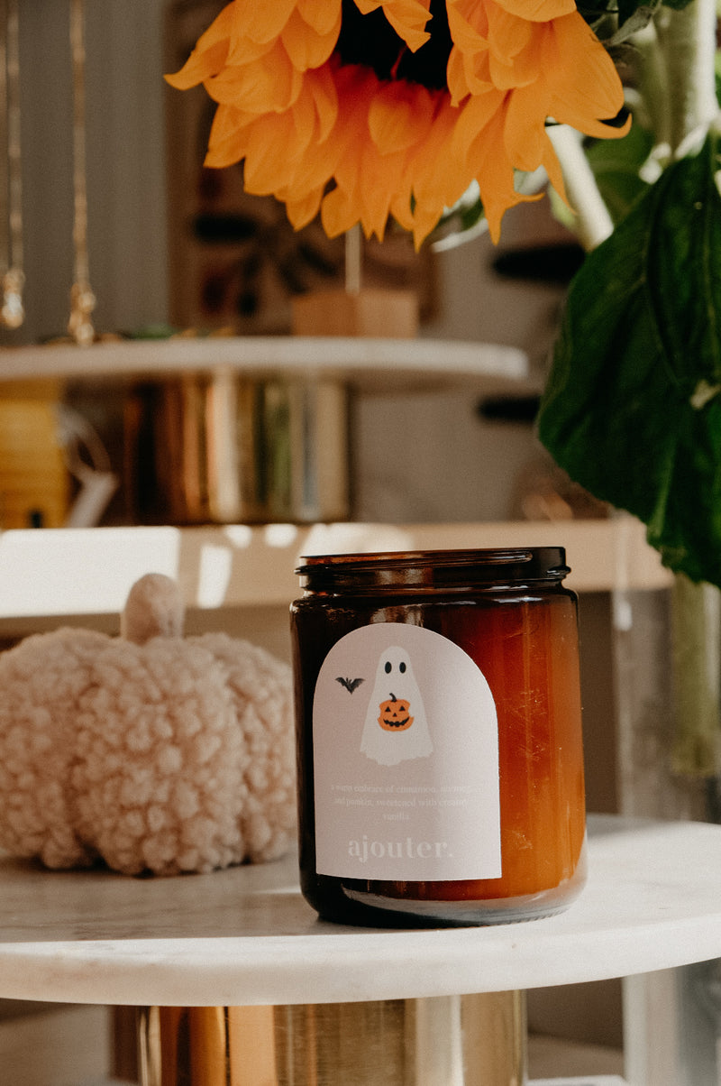 Ghost Cinnamon Pumpkin Halloween Autumn Soy Wax Candle