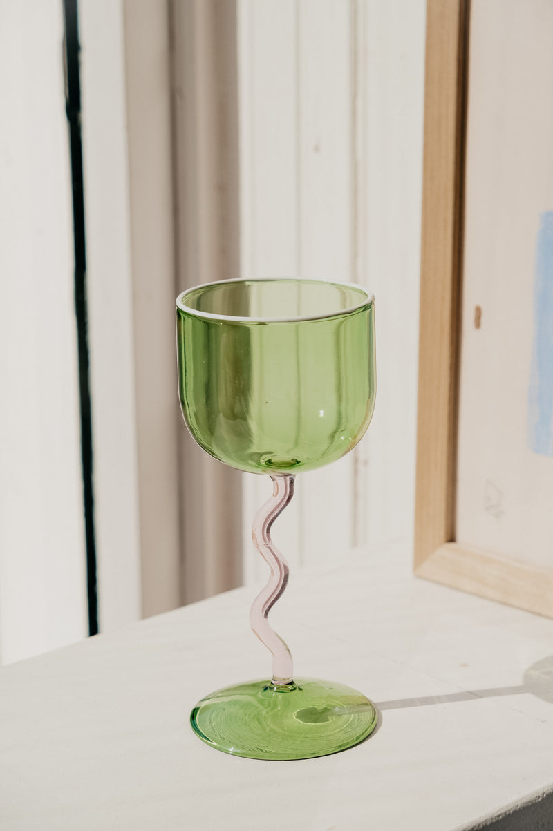 Yana Green and Pink Swirl Cocktail Glass