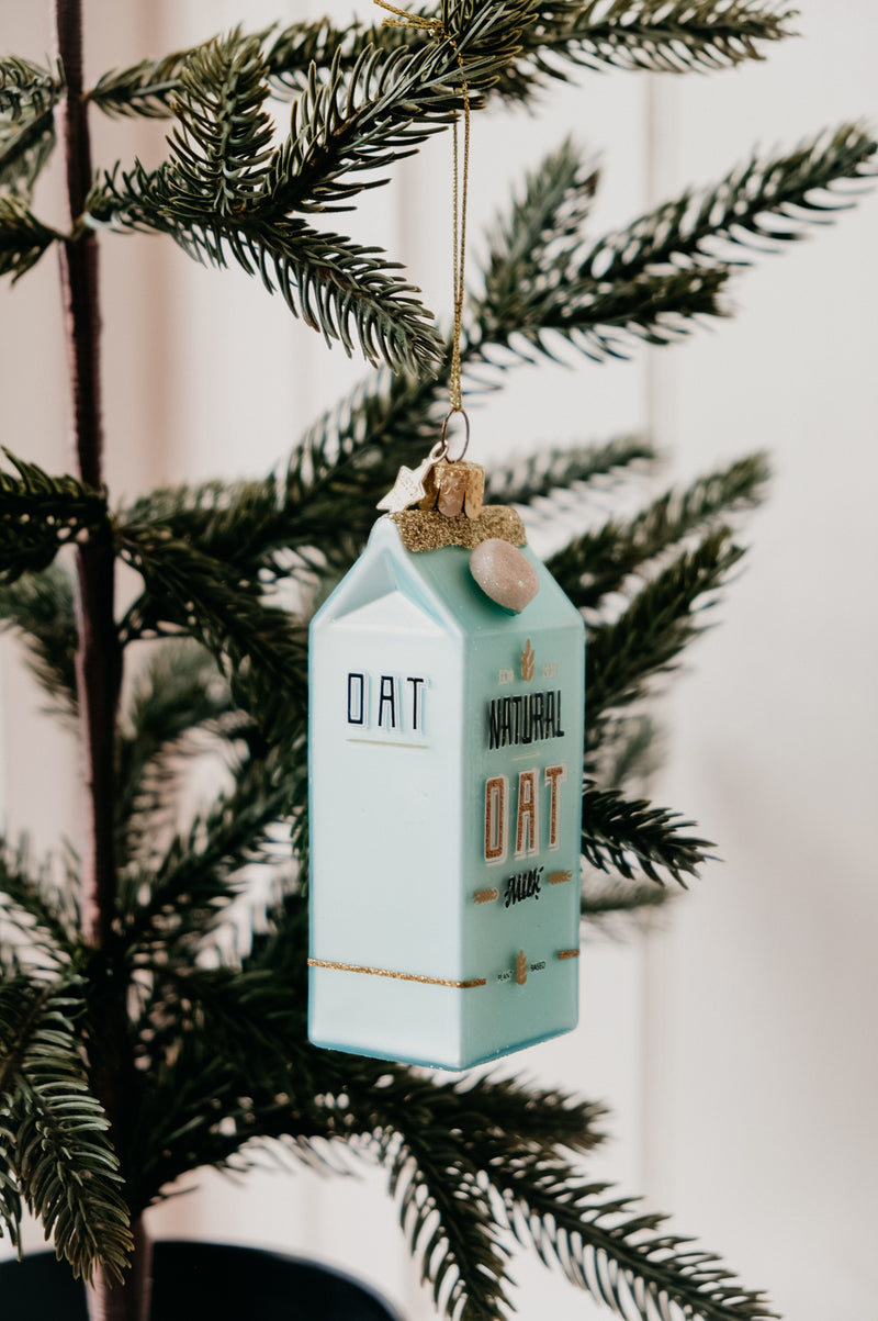 Alice Oat Milk Glitter Glass Christmas Tree Bauble