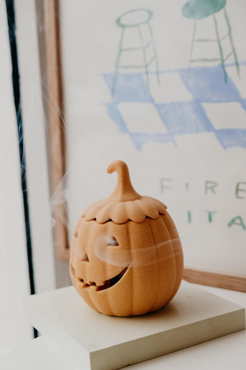 Heidi Orange 3 in 1 Jack-o-Lantern Pumpkin Halloween Wax Melt Burner | Incense Burner | Tealight Holder - 2 sizes
