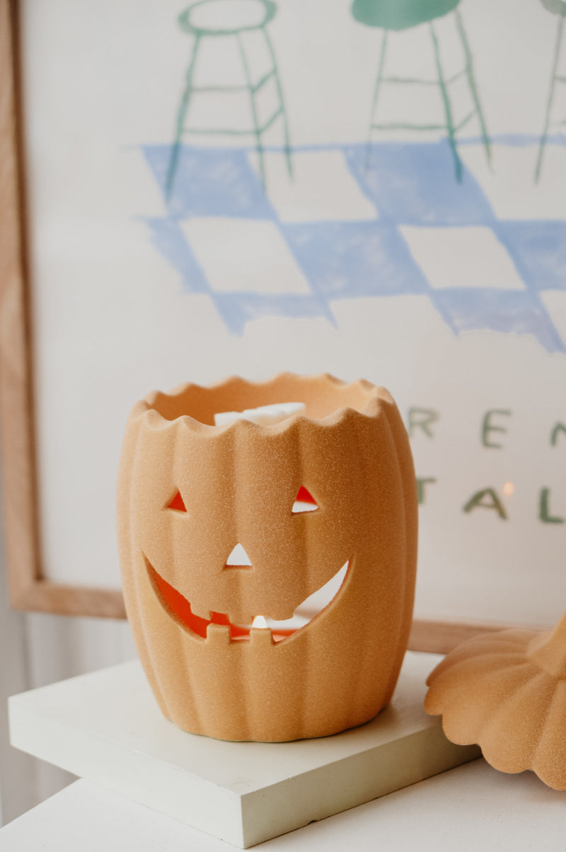 Heidi Orange 3 in 1 Jack-o-Lantern Pumpkin Halloween Wax Melt Burner | Incense Burner | Tealight Holder - 2 sizes