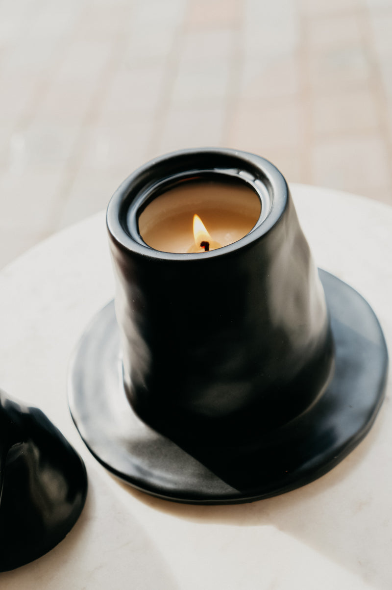 Winifred XL Witches Hat Black Flame Salem Halloween Soy Wax Candle