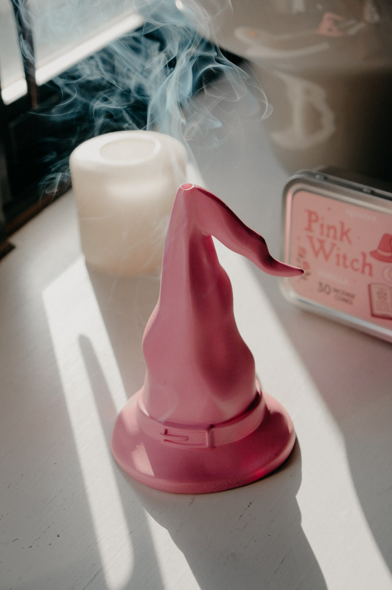 Pink Witches Hat Incense Burner + Cones