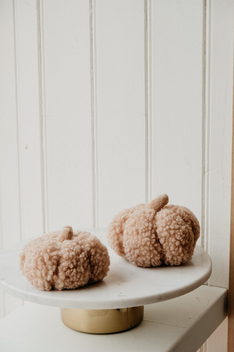 Nude Sherpa Pumpkin Halloween Autumn Decor /  Door Stop - 3 sizes