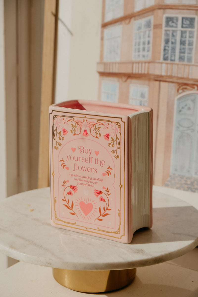 Jazmine Buy Yourself The Flowers Pastel Pink Book Shaped Vase