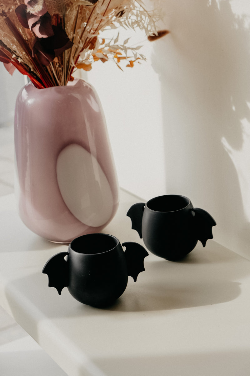 Benny Bat Wing Matt Black Halloween Mug