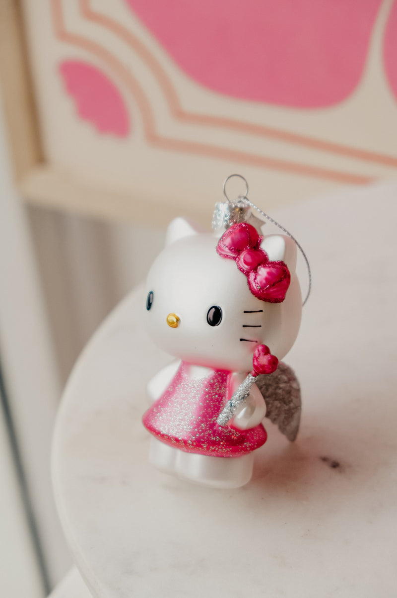 Hello Kitty Cupid Glitter Glass Ornament Christmas Tree Ornament Bauble