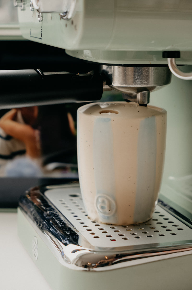 Paige Blue Striped To-Go Travel Ceramic Tumbler Mug