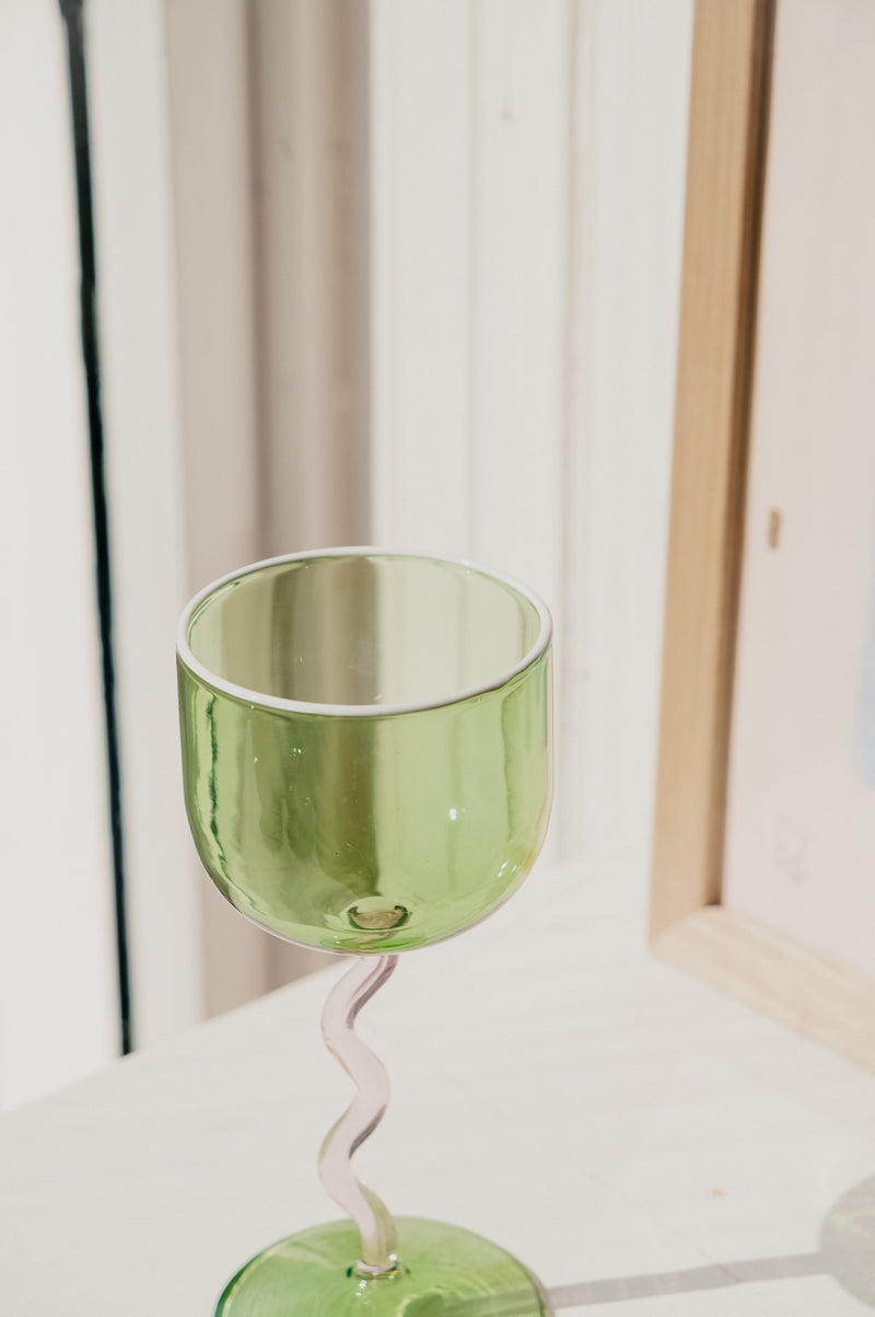 Yana Green and Pink Swirl Cocktail Glass
