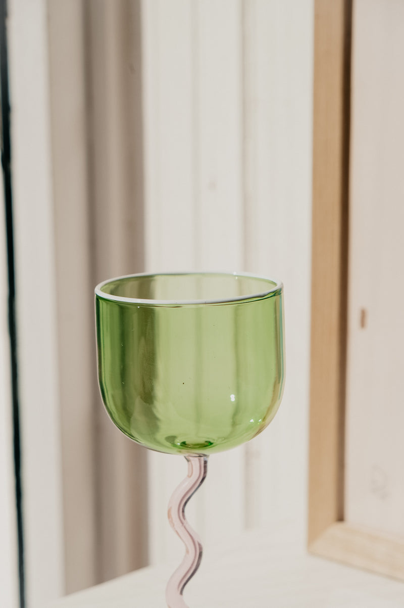 Yana Green and Pink Swirl Cocktail Glass