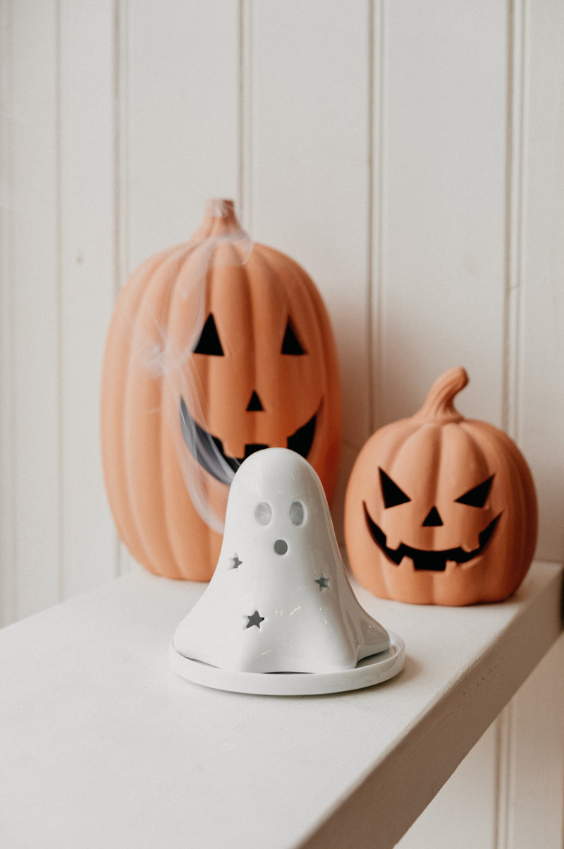Ghost Halloween Autumn Incense Cone Burner / Tealight Holder