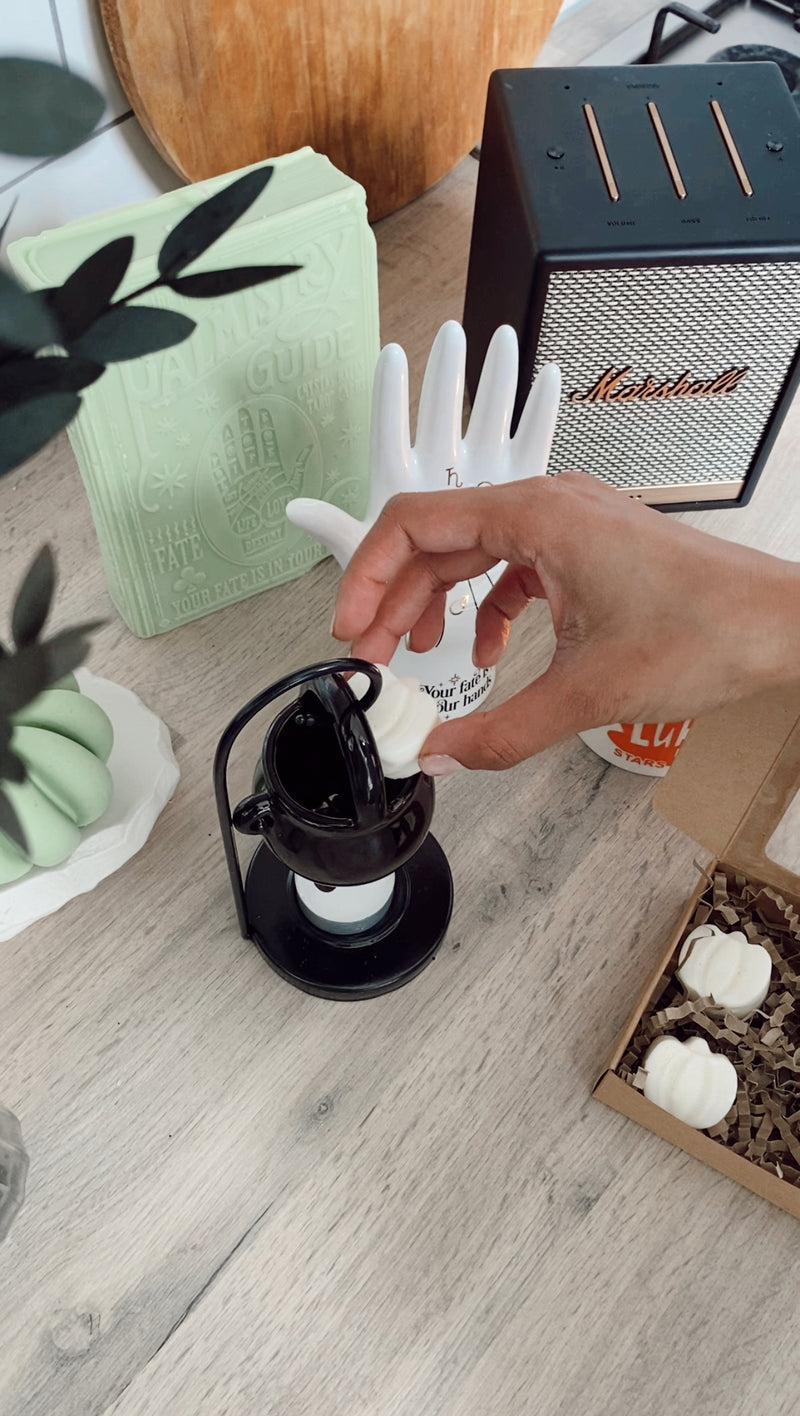 Cauldron Hanging Halloween Black Wax Melt Burner / Incense Cone Burner