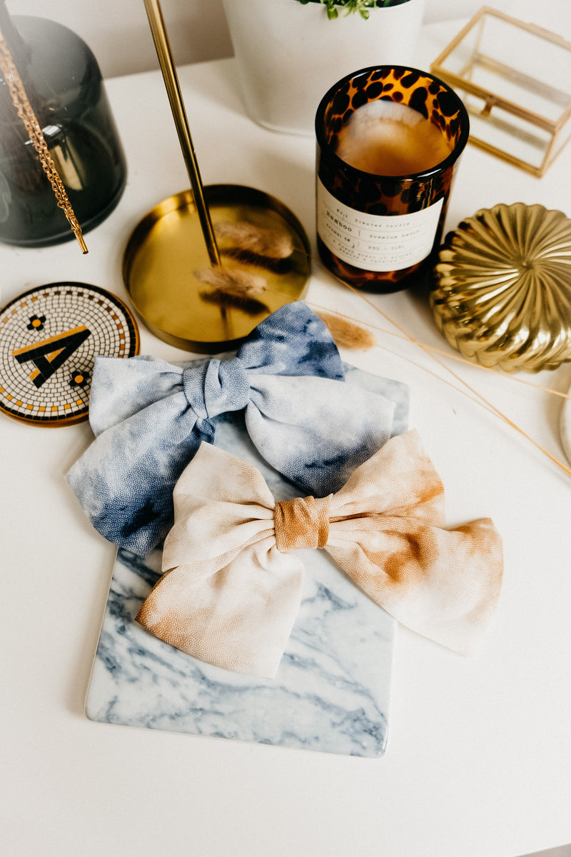 Amelia Blue Pastel Tie Dye Hair Clip Bow