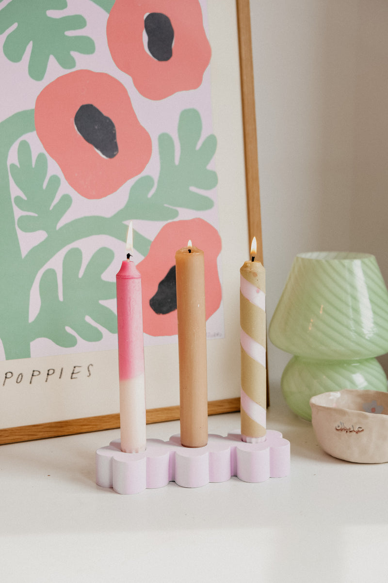 3 Chunky Flower Pillar Handmade Candle Holder