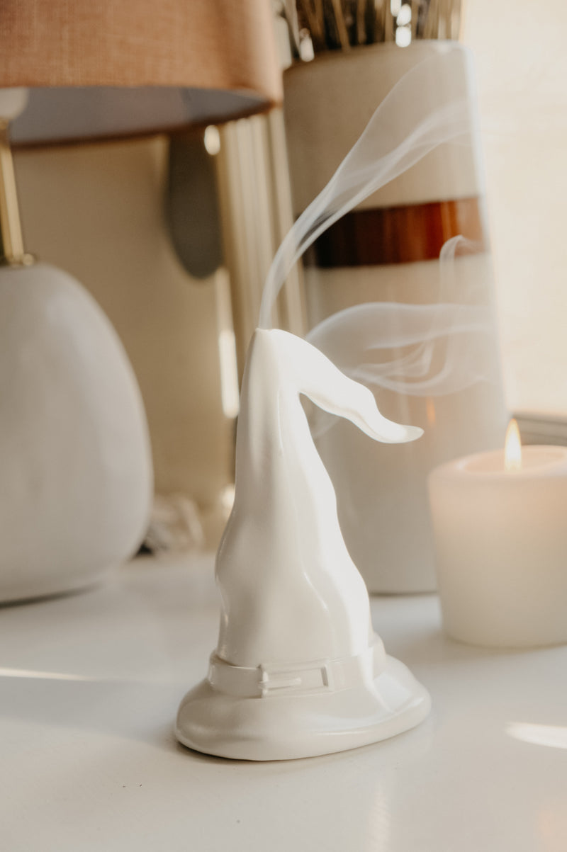 Wicked White Witches Hat Incense Burner