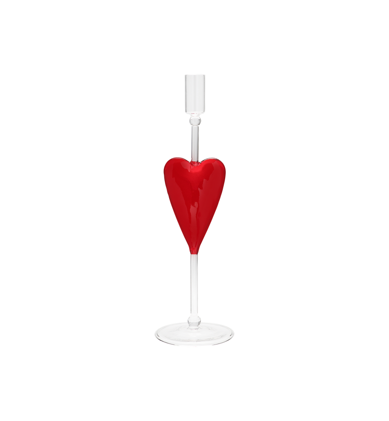 Red Heart Love Glass Candle Holder
