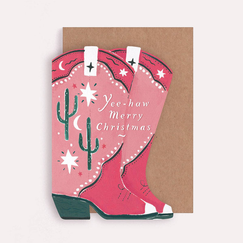 Cowboy Boot Christmas Greetings Card