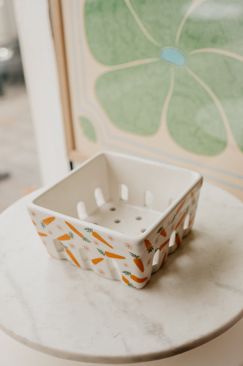 Cottagecore Carrot Ceramic Berry Basket