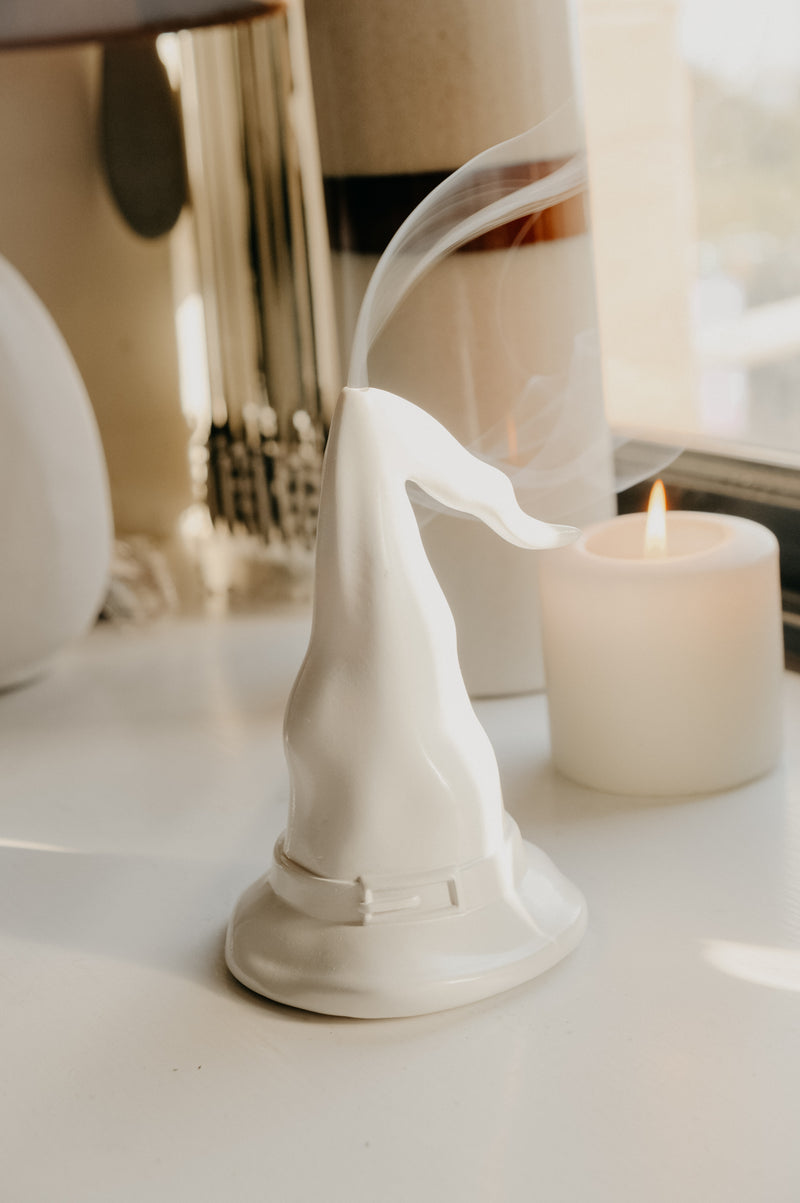 Wicked White Witches Hat Incense Burner