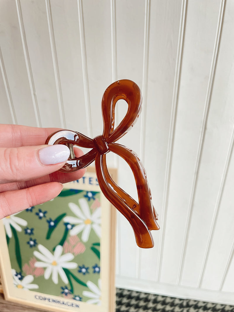 Erin Amber Brown Bow Claw Clip