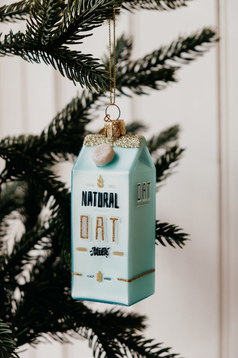 Alice Oat Milk Glitter Glass Christmas Tree Bauble