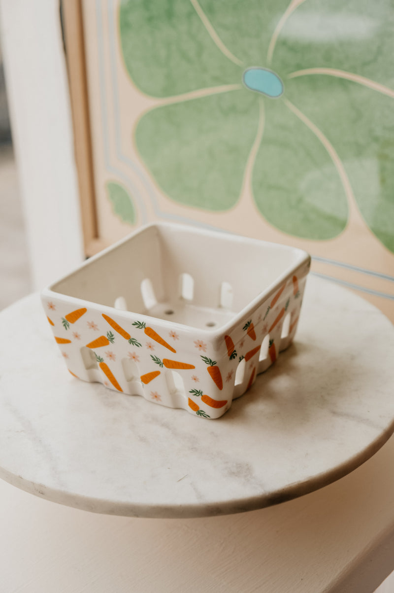 Cottagecore Carrot Ceramic Berry Basket