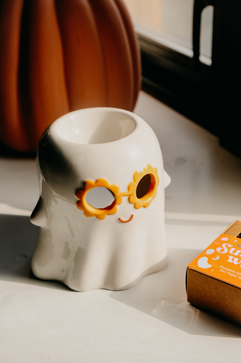 Hippie Halloween 60s Ghost Sunglasses Wax Melt Burner