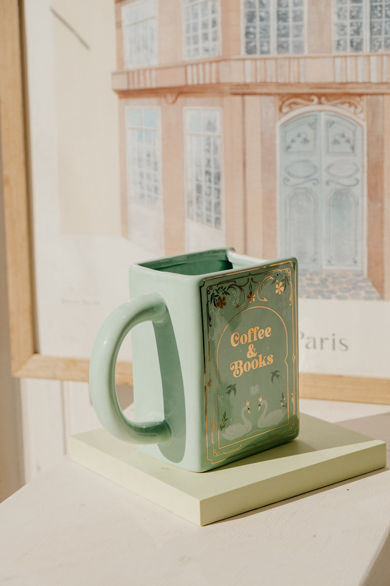 Bernie Books and Coffee Sage Green XL Mug
