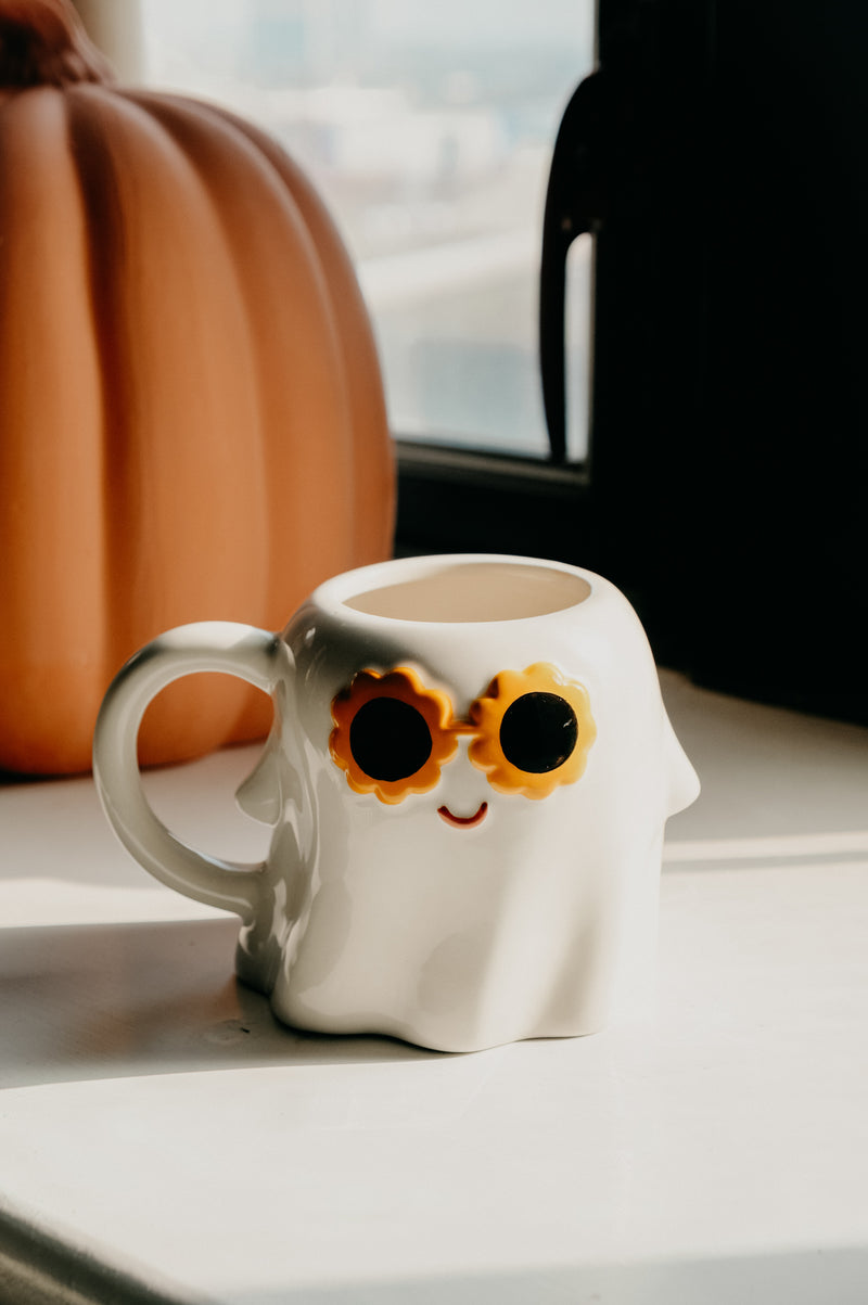 Hippie Halloween 60s Ghost Sunglasses Mug