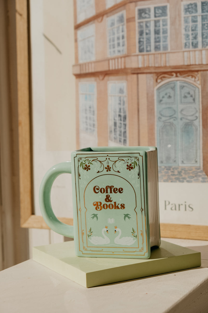 Bernie Books and Coffee Sage Green XL Mug