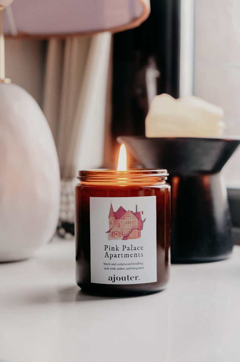 Coraline Pink Palace Apartments Candle