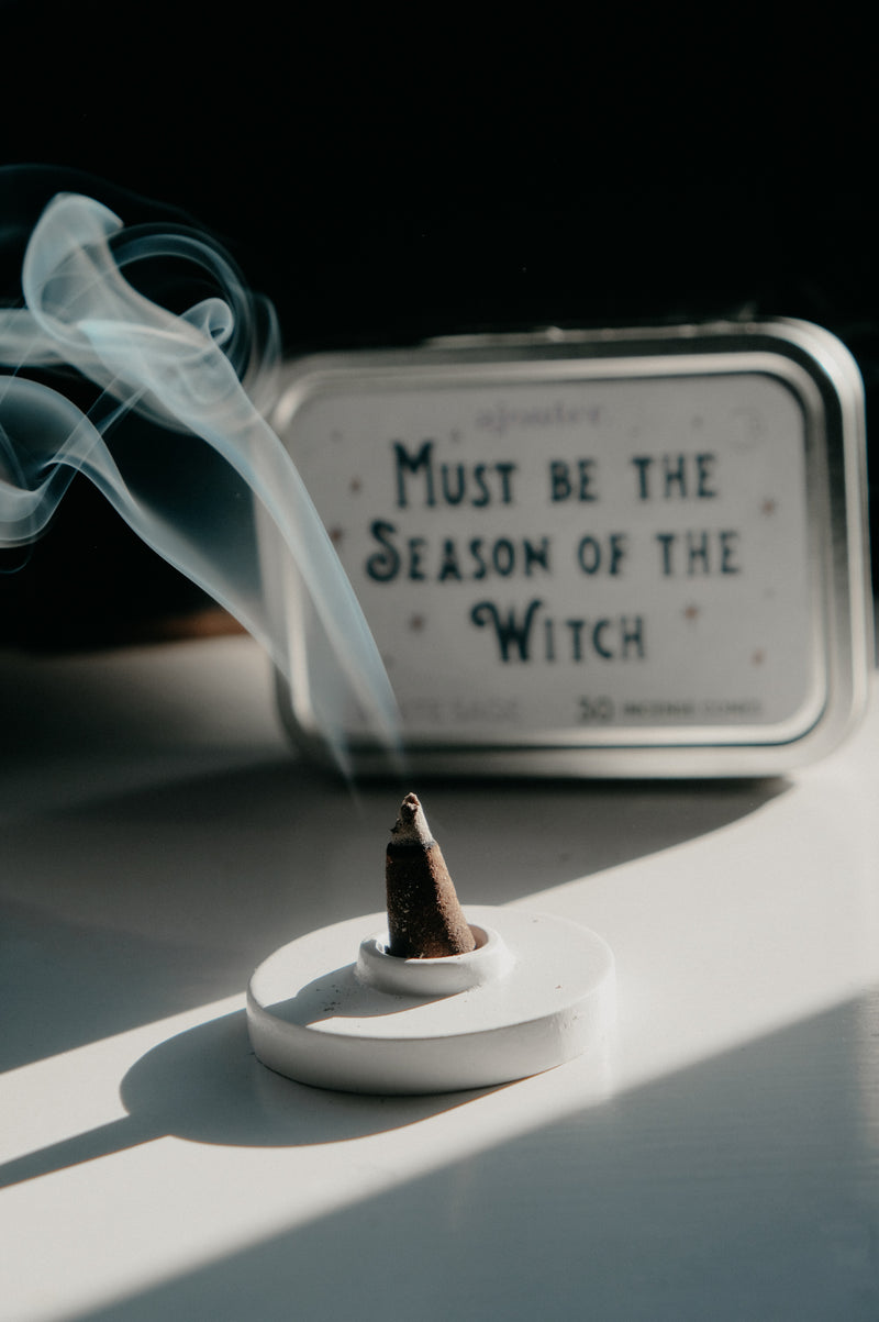 White Witches Hat Incense Burner + Cones