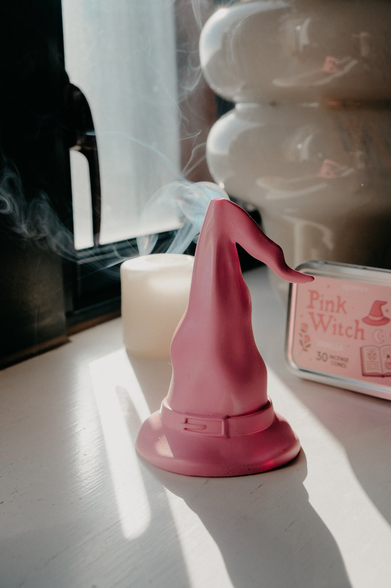 Pink Witches Hat Incense Burner + Cones