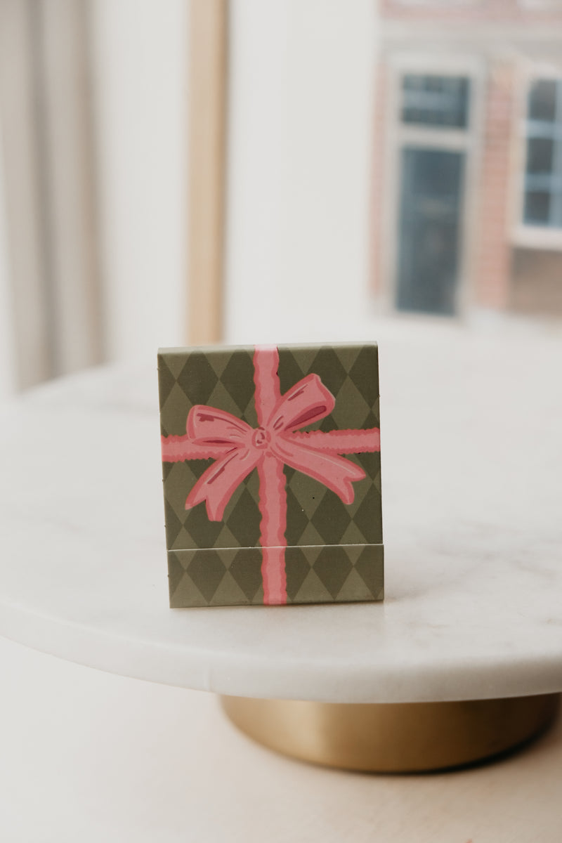 Christmas Bow Pink and Green Matchbox