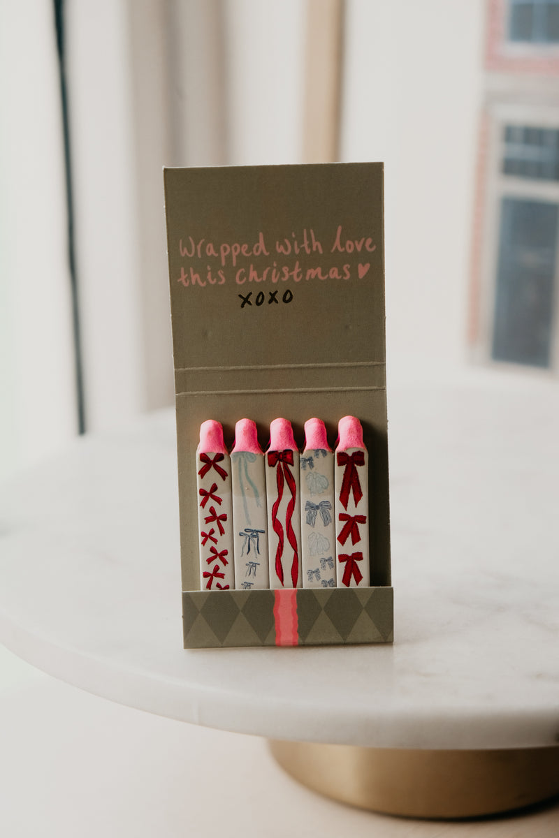 Christmas Bow Pink and Green Matchbox