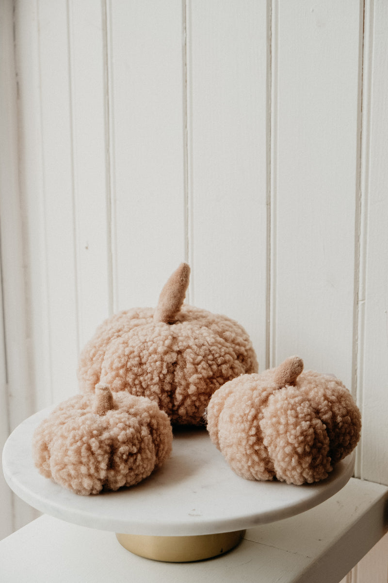 Nude Sherpa Pumpkin Halloween Autumn Decor /  Door Stop - 3 sizes