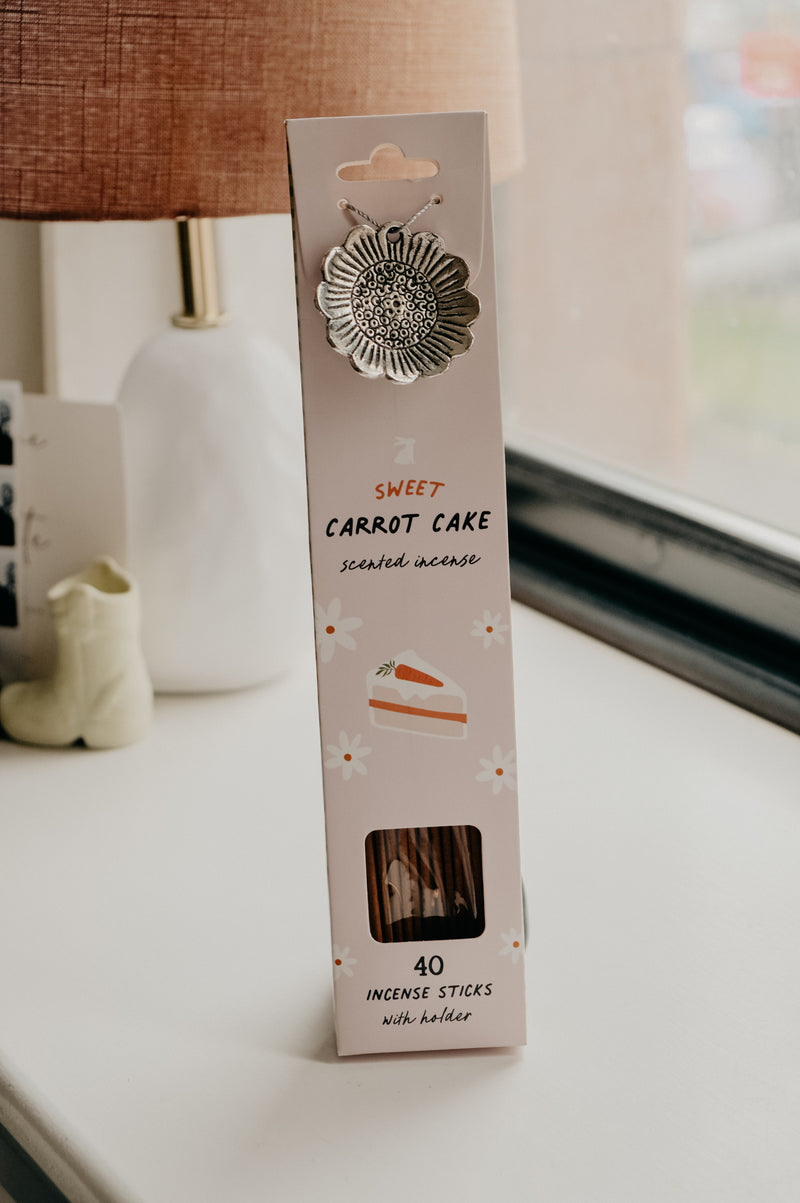 Cottagecore Carrot Cake Incense Sticks and Daisy Holder