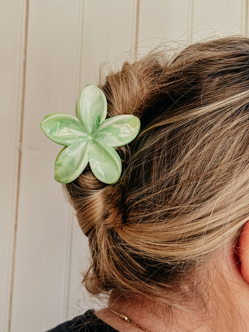 Moana Green Bloom Flower Claw Clip