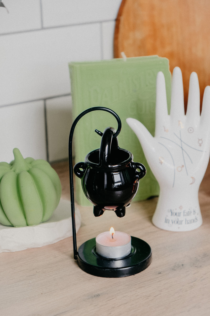 Cauldron Hanging Halloween Black Wax Melt Burner / Incense Cone Burner