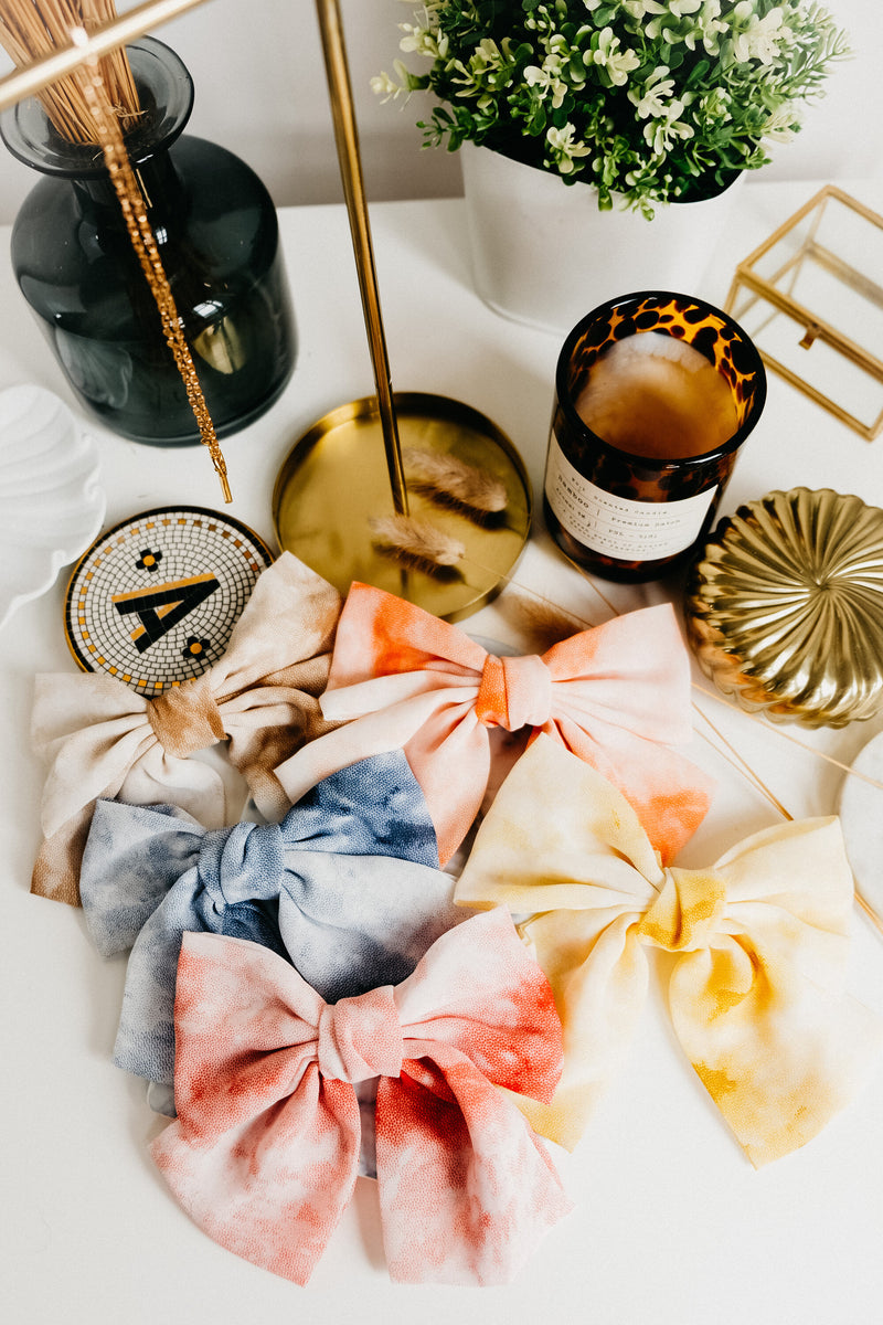 Amelia Blue Pastel Tie Dye Hair Clip Bow