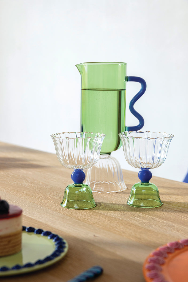 Alie Green and Blue Glass Carafe Jug